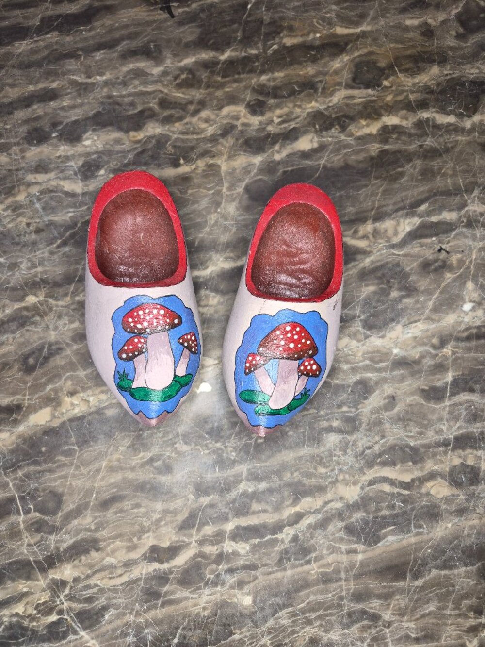 Mushroom Wooden Kids Clogs Made: 1994 Painted: 2020